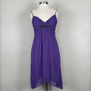 Vtg City Triangles Y2K Babydoll Prom Wedding Formal Dance Dress Sz S Midi Purple